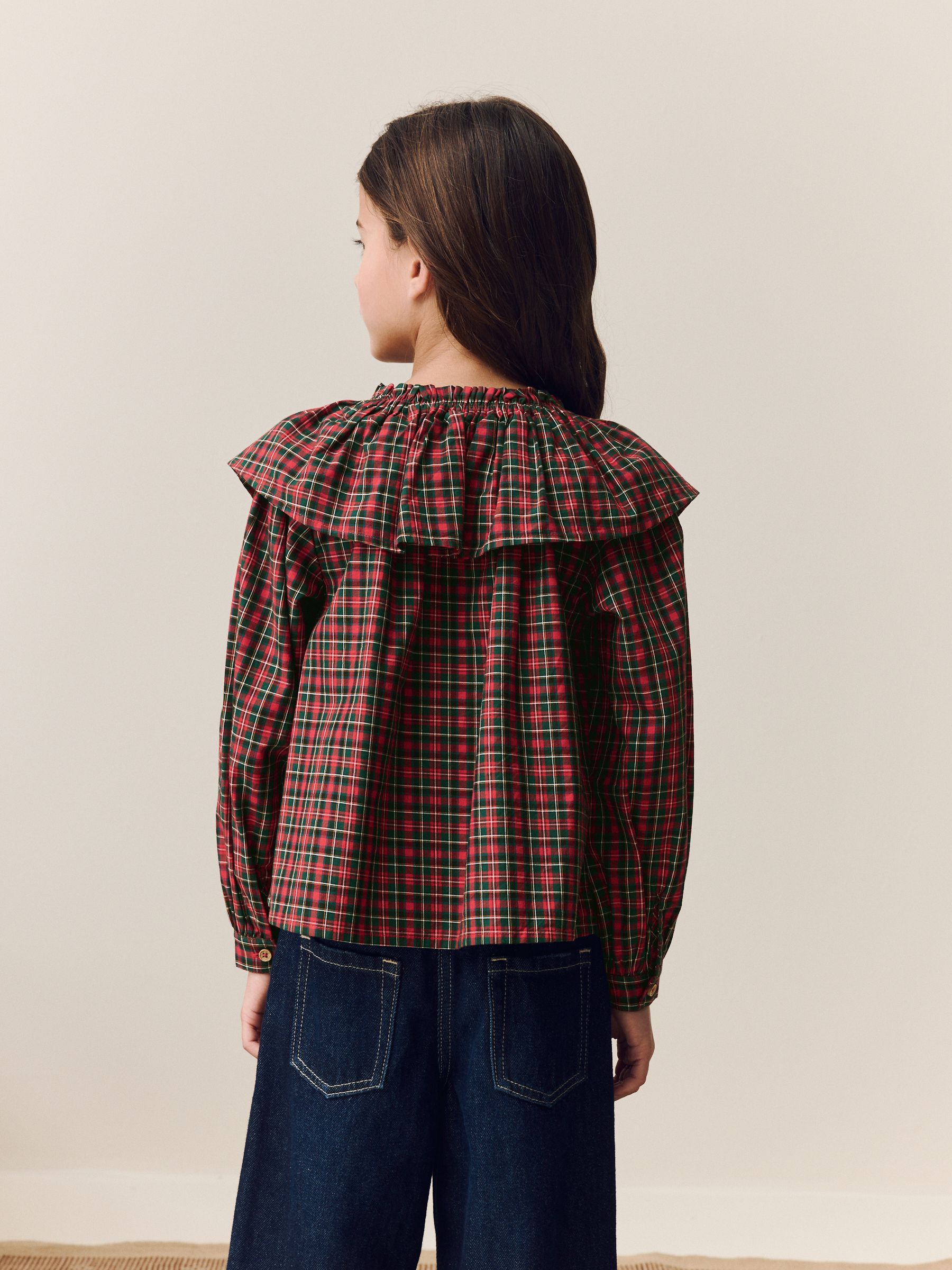 トップス crinkle nel check ruffle blouse RED Buy Red Check Ruffle Collar Blouse (3-16yrs) from Next USA