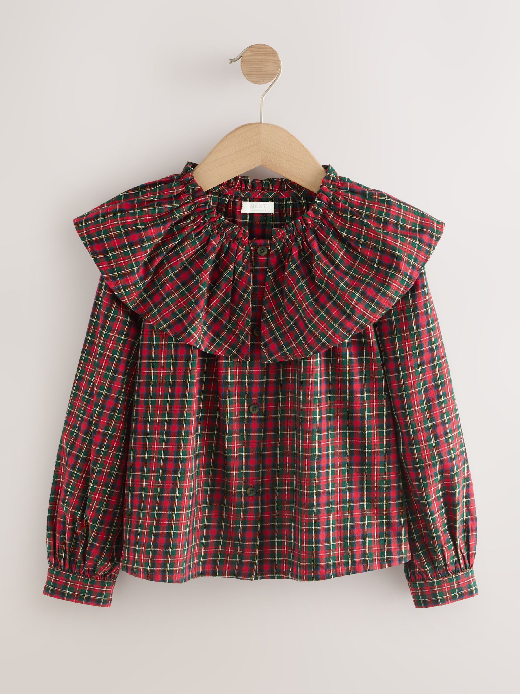 Buy Red Check Ruffle Collar Blouse (3-16yrs) from Next USA