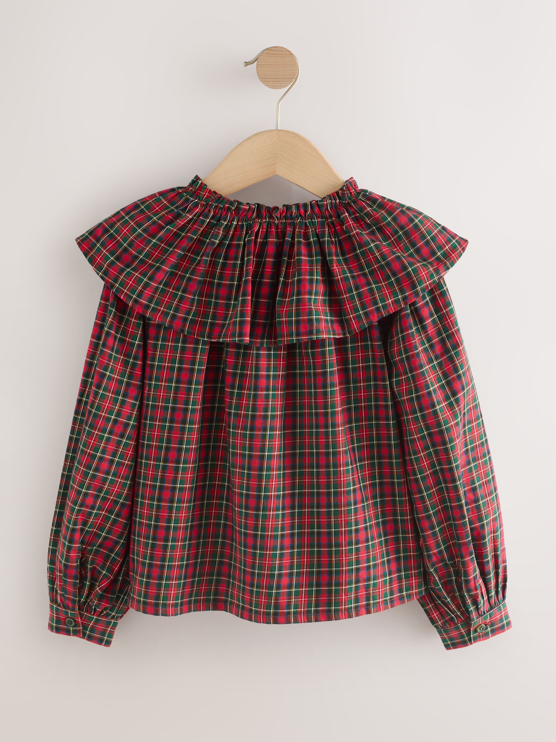 Buy Red Check Ruffle Collar Blouse (3-16yrs) from Next USA
