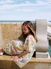 Multi Sequin Flower Print Angel Sleeve Dress (3-16yrs) - Image 10 of 13