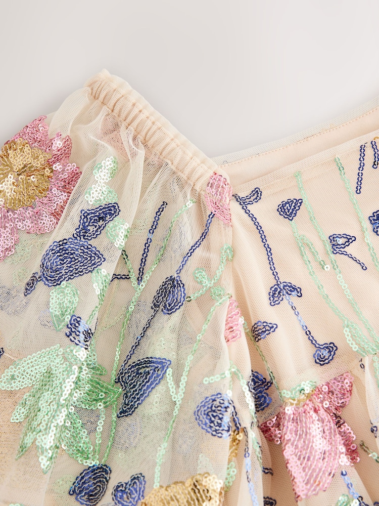 Multi Sequin Flower Print Angel Sleeve Dress (3-16yrs) - Image 13 of 13