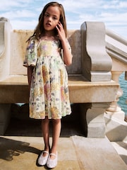 Multi Sequin Flower Print Angel Sleeve Dress (3-16yrs) - Image 2 of 13