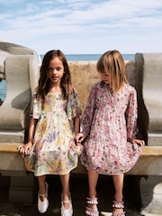 Multi Sequin Flower Print Angel Sleeve Dress (3-16yrs) - Image 3 of 13