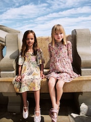 Multi Sequin Flower Print Angel Sleeve Dress (3-16yrs) - Image 4 of 13