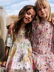 Multi Sequin Flower Print Angel Sleeve Dress (3-16yrs) - Image 5 of 13