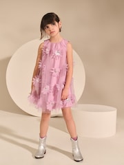 Lilac Purple 3D Floral Print Occasion Dress (3-16yrs) - Image 1 of 3