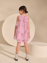 Lilac Purple 3D Floral Print Occasion Dress (3-16yrs) - Image 2 of 3
