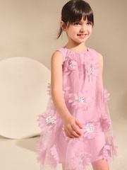 Lilac Purple 3D Floral Print Occasion Dress (3-16yrs) - Image 3 of 3