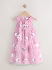 Morado lila - Vestido de vestir con estampado floral en 3D (3-16 años) - Imagen 4 de 7