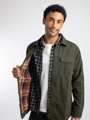 Weird Fish Green Garston Flannel Lined Twill Shirt - Image 1 of 7