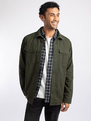 Weird Fish Green Garston Flannel Lined Twill Shirt - Image 2 of 7