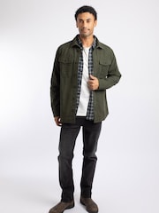 Weird Fish Green Garston Flannel Lined Twill Shirt - Image 4 of 7