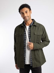 Weird Fish Green Garston Flannel Lined Twill Shirt - Image 6 of 7