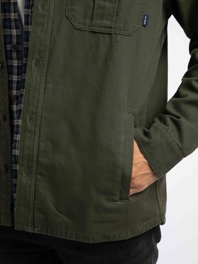Weird Fish Green Garston Flannel Lined Twill Shirt - Image 7 of 7 Weird Fish Green Garston Flannel Lined Twill Shirt - Image 7 of 7
