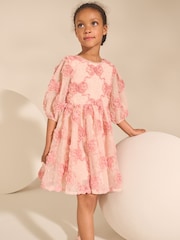 Pink Bow Embellished Mesh Dress (3-16yrs) - Image 2 of 8