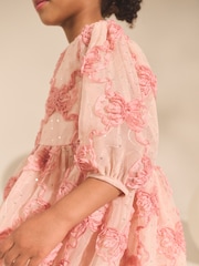 Pink Bow Embellished Mesh Dress (3-16yrs) - Image 4 of 8