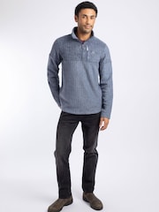 Weird Fish Longmont 1/4 Zip Stripe Grid Fleece - Bilde 3 av 6