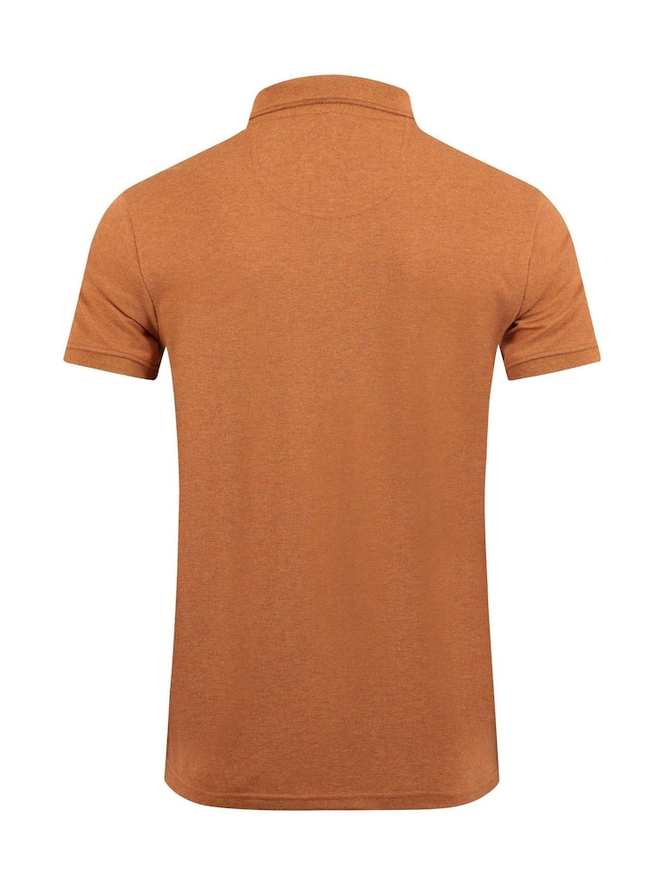 Weird Fish Orange Bobby Melange Pique Polo Shirt - Image 6 of 6 Weird Fish Orange Bobby Melange Pique Polo Shirt - Image 6 of 6