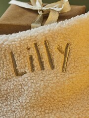 Personalised Name Cream Borg Christmas Stockings by My 1st Years - Image 2 of 3