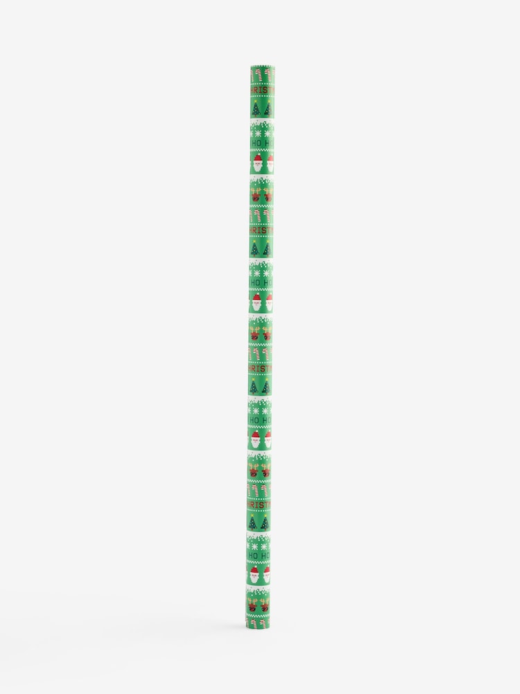 Pixel Santa Extra Wide, 10m Christmas Wrapping Papers - Image 1 of 2