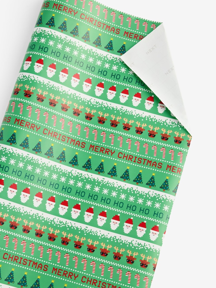 Pixel Santa Extra Wide, 10m Christmas Wrapping Papers - Image 2 of 2