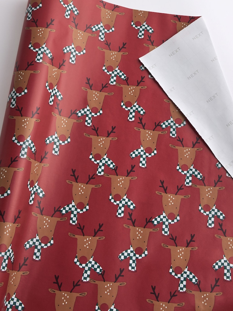 Red Reindeers Extra Wide, 10m Christmas Wrapping Papers - Image 4 of 4