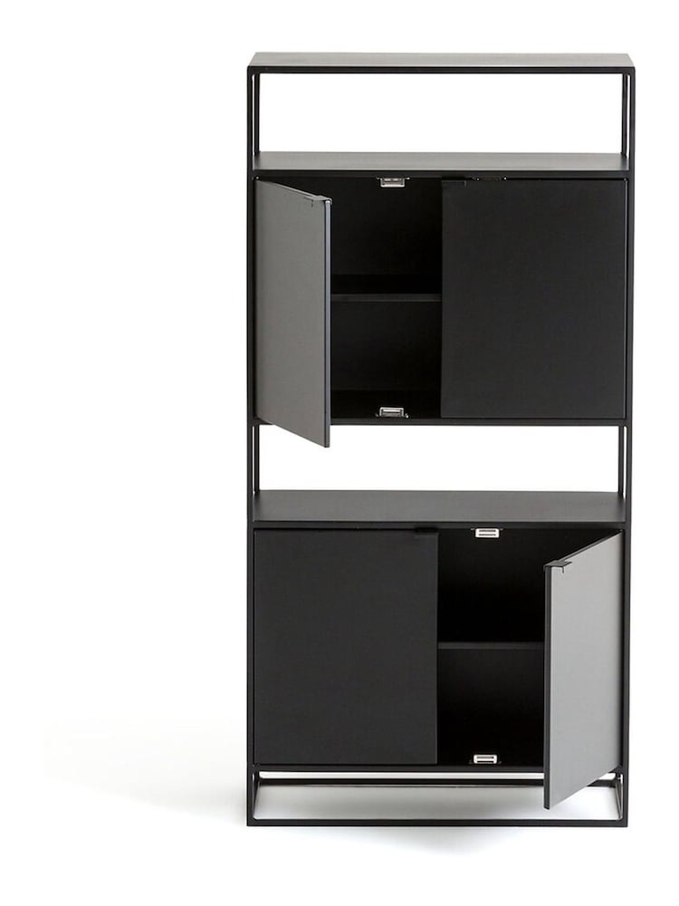 La Redoute Intérieurs Black Metal Hiba 4-Door Metal Hallway Cabinet - Image 2 of 5