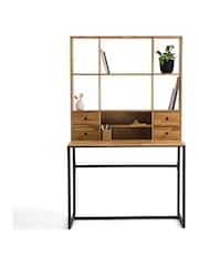 La Redoute Intérieurs Oak and Black Hiba Oak & Metal Extendable Desk - Image 2 of 6