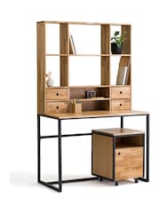La Redoute Intérieurs Oak and Black Hiba Oak & Metal Extendable Desk - Image 4 of 6