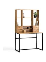 La Redoute Intérieurs Oak and Black Hiba Oak & Metal Extendable Desk - Image 5 of 6