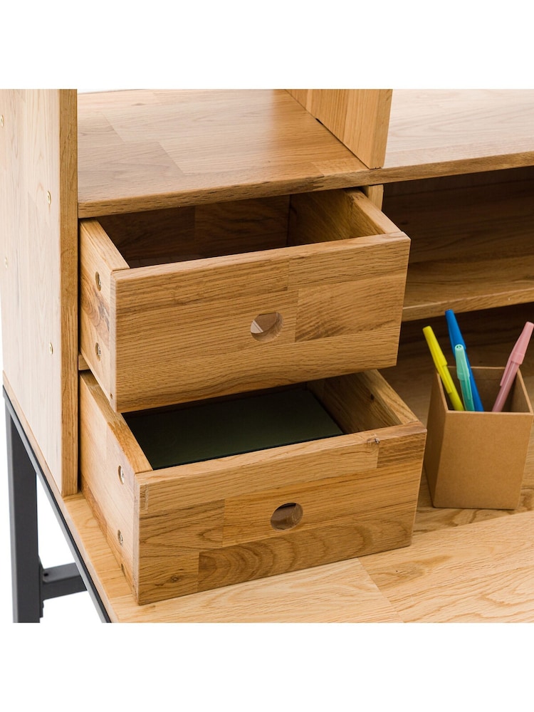 La Redoute Intérieurs Oak and Black Hiba Oak & Metal Extendable Desk - Image 6 of 6