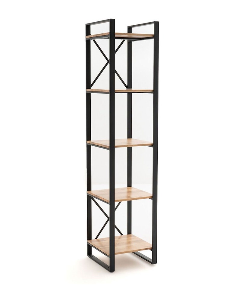 La Redoute Intérieurs Natural Hiba Large Solid Oak and Steel Shelving Unit - Image 2 of 5