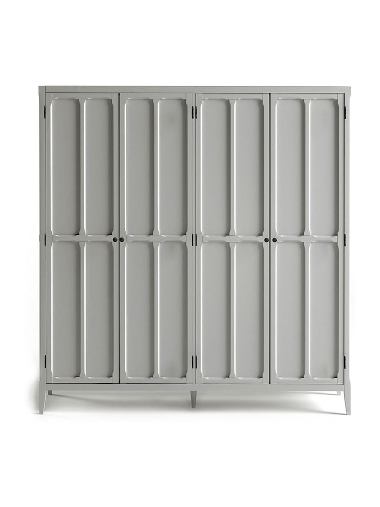 La Redoute Intérieurs Light Grey Eugenie Oak Veneer 4-Door Wardrobe - Image 1 of 4