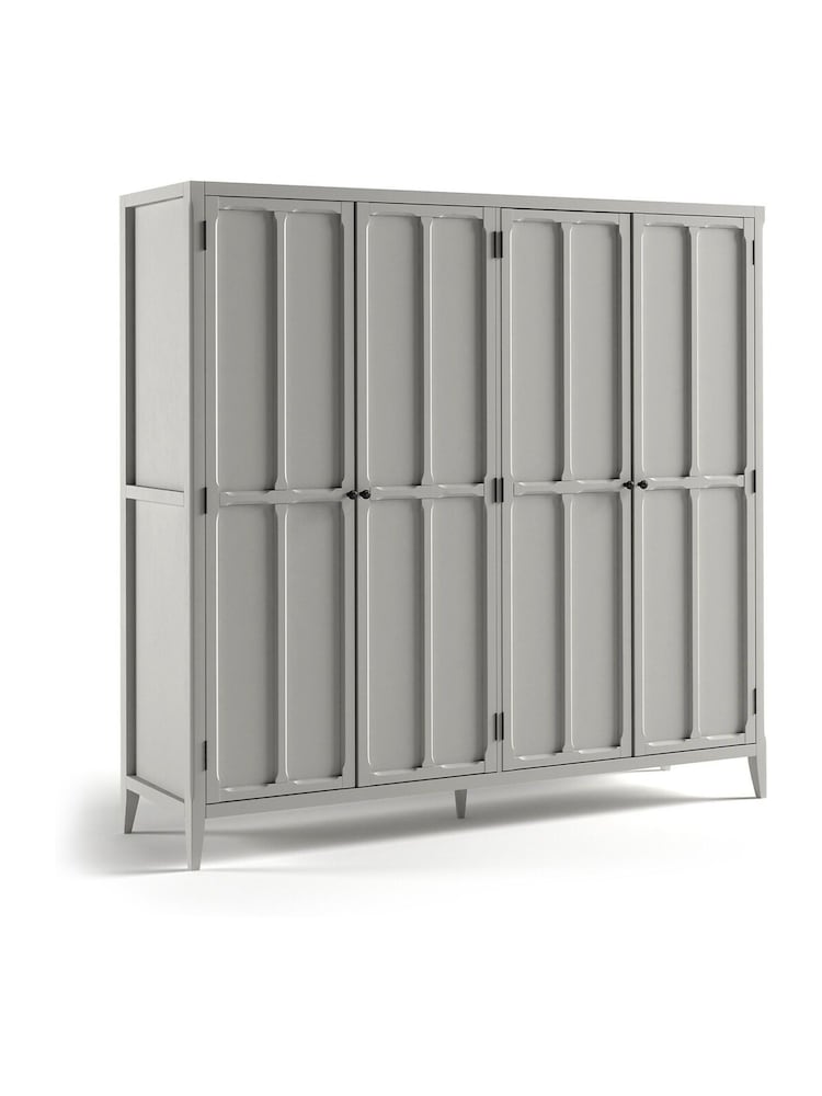 La Redoute Intérieurs Light Grey Eugenie Oak Veneer 4-Door Wardrobe - Image 2 of 4
