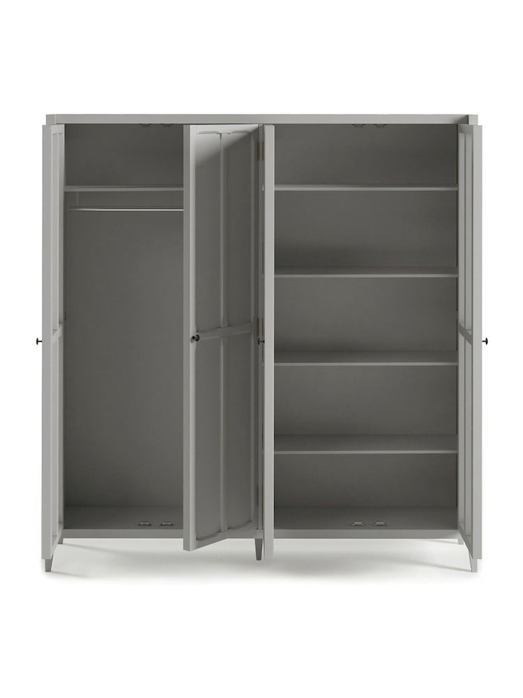 La Redoute Intérieurs Light Grey Eugenie Oak Veneer 4-Door Wardrobe - Image 4 of 4