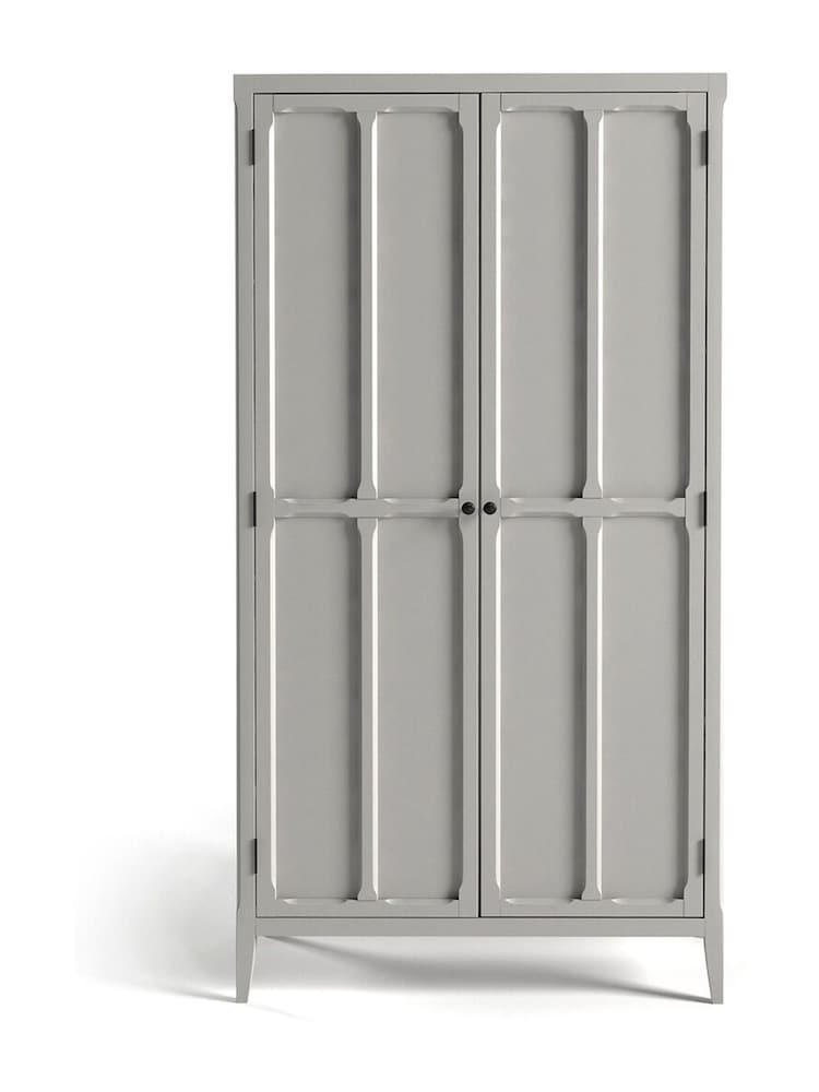 La Redoute Intérieurs Light Grey Eugenie Oak Veneer Double Wardrobe with 4 Shelves - Image 1 of 4