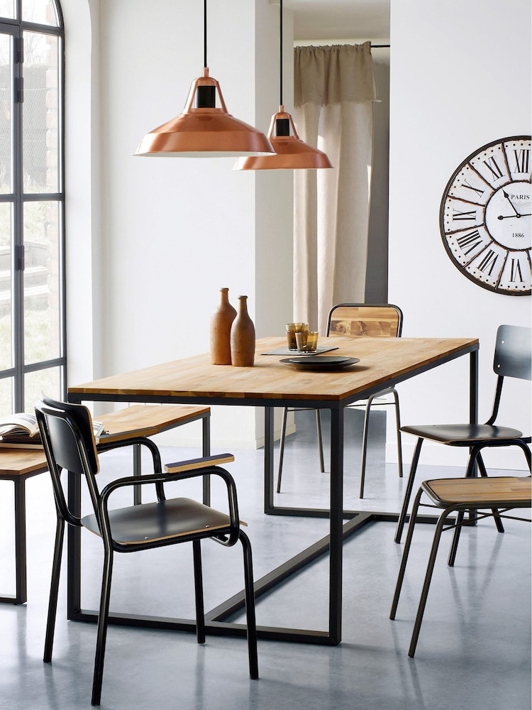 La Redoute Intérieurs Natural Hiba Oak & Steel 8 Seater Dining Table - Image 1 of 5