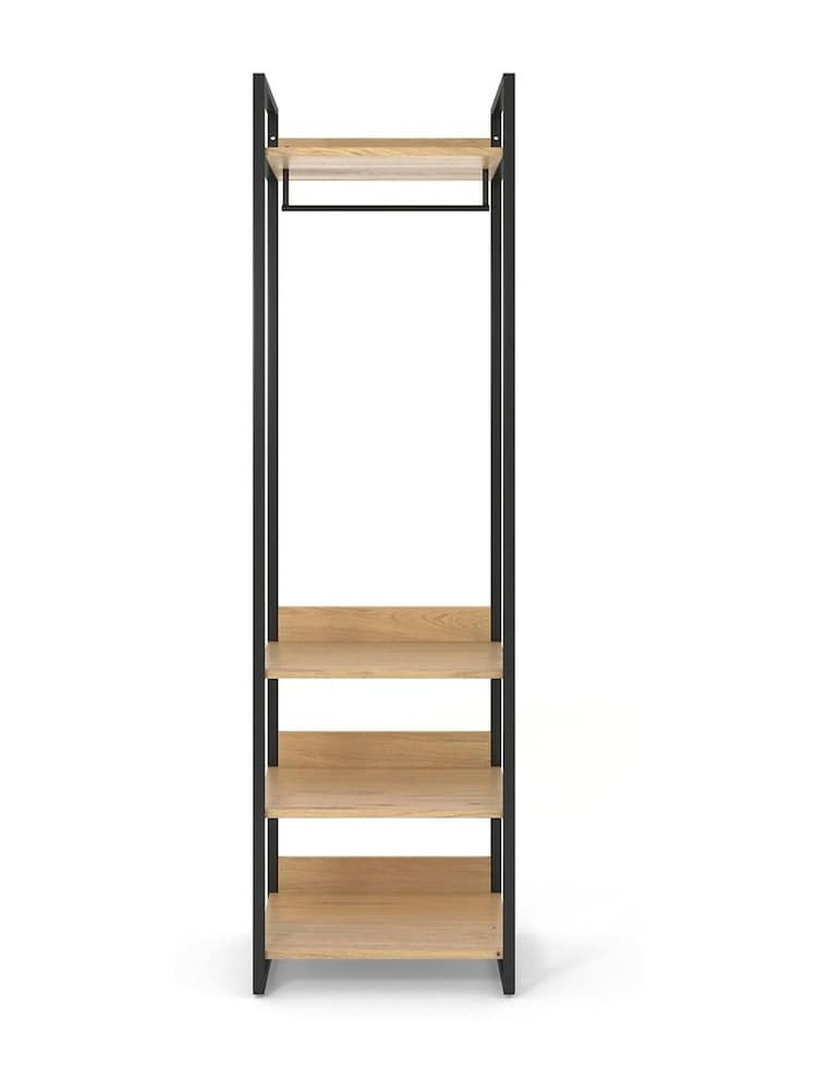 La Redoute Intérieurs Pine and Black Hiba Modular Wardrobe Unit with 3 Shelves  a Hang Rail - Image 1 of 4