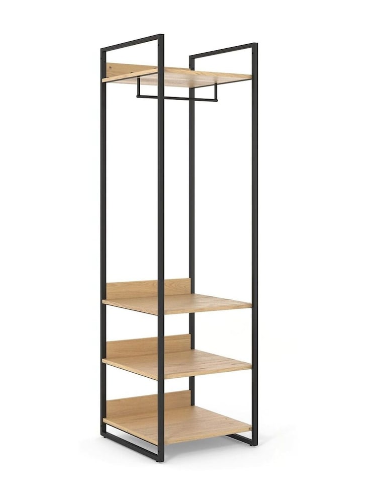 La Redoute Intérieurs Pine and Black Hiba Modular Wardrobe Unit with 3 Shelves  a Hang Rail - Image 2 of 4