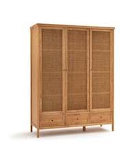 La Redoute Intérieurs Natural Gabin Solid Pine & Rattan Triple Wardrobe - Image 3 of 6