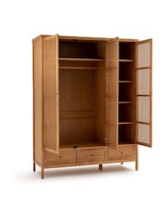 La Redoute Intérieurs Natural Gabin Solid Pine & Rattan Triple Wardrobe - Image 4 of 6
