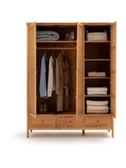 La Redoute Intérieurs Natural Gabin Solid Pine & Rattan Triple Wardrobe - Image 6 of 6