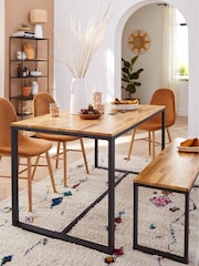 La Redoute Intérieurs Natural Hiba Oak & Steel 4 to 6 Seater Kitchen Table - Image 1 of 5