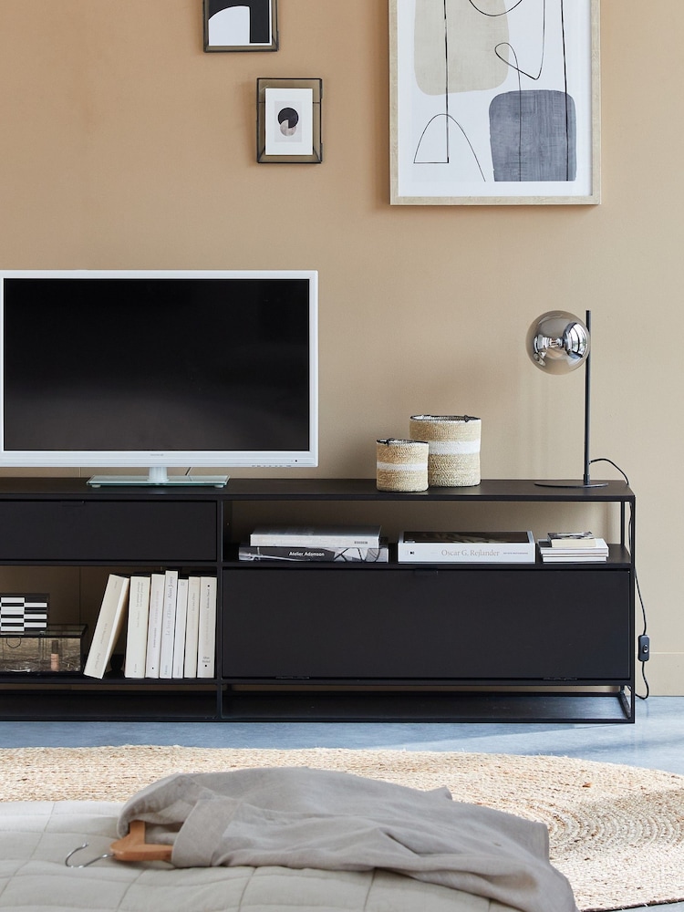 La Redoute Intérieurs Black Hiba Industrial Metal TV Unit - Image 1 of 6