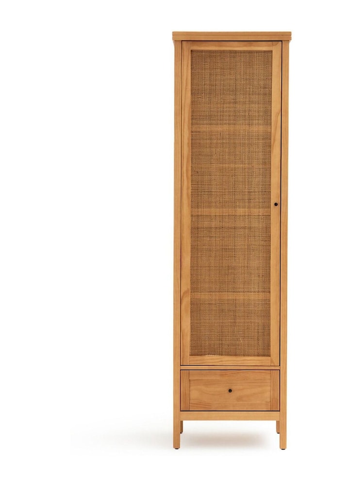 La Redoute Intérieurs Natural Gabin Solid Pine & Rattan Single Wardrobe - Image 1 of 5