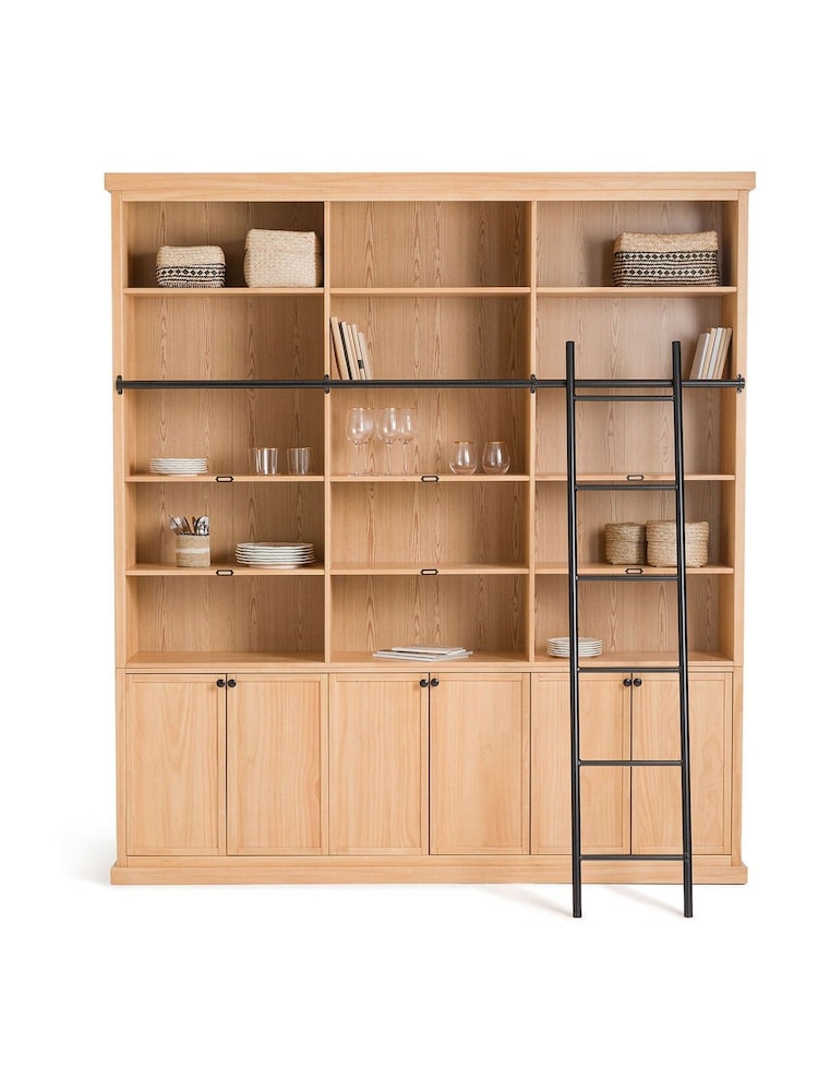 La Redoute Intérieurs Natural Gabin Pine Bookcase with Ladder - Image 2 of 6