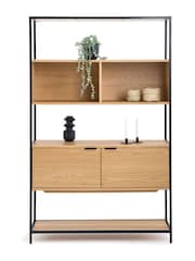 La Redoute Intérieurs Natural Volga Wood  Metal Shelving Unit with 2 Compartmen Doors - Image 1 of 5