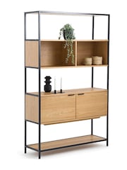 La Redoute Intérieurs Natural Volga Wood  Metal Shelving Unit with 2 Compartmen Doors - Image 4 of 5