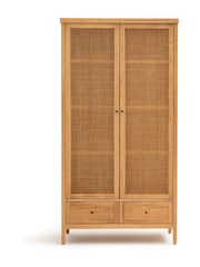 La Redoute Intérieurs Natural Gabin Solid Pine & Rattan 2-Door Wardrobe - Image 1 of 5