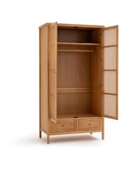 La Redoute Intérieurs Natural Gabin Solid Pine & Rattan 2-Door Wardrobe - Image 3 of 5